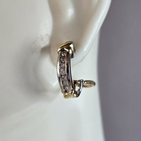 Womens Vintage Estate 10K Multi Gold Diamond Earrings, 3.3g E5372